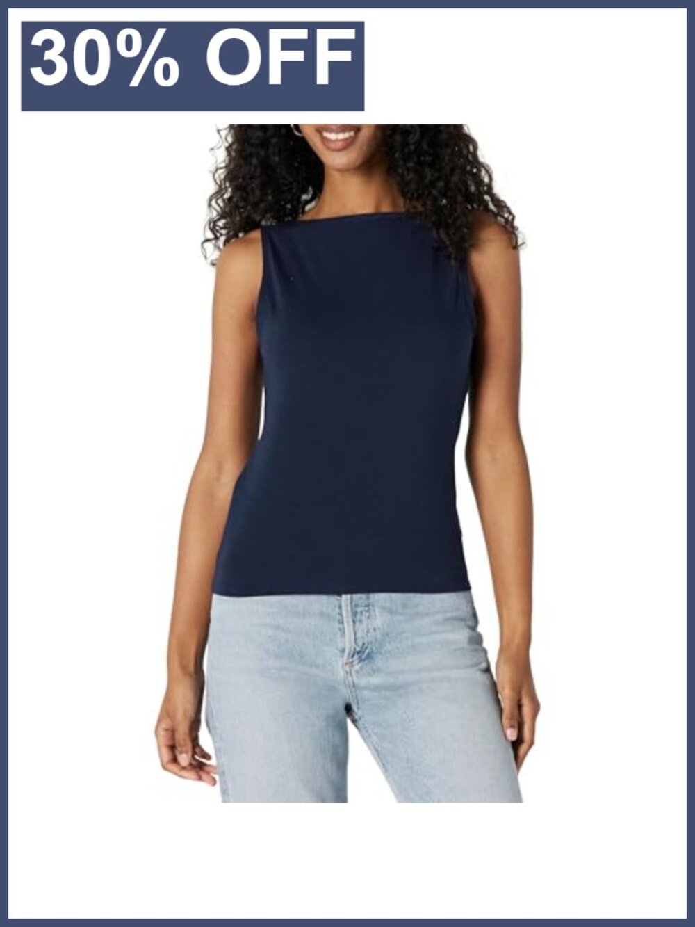 Slim Fit Cotton Stretch Boat Neck Layering Tank Top